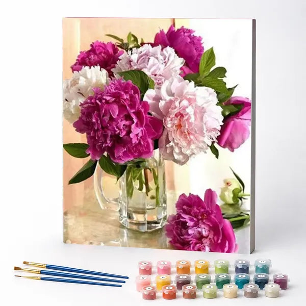 Paint by Numbers Kit – Peonies in a Glass Vase