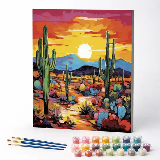 Cactus Under a Colorful Sky - Paint by Numbers Kit