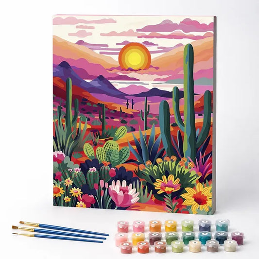 Cacti at Desert Sunset - Paint by Numbers Kit