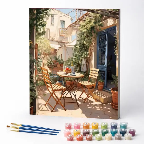 Paint by Numbers Kit – Sunny Courtyard Café
