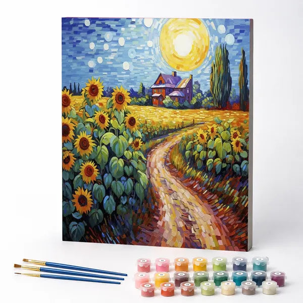 Paint by Numbers Kit – Sunflower Fields on Van Gogh’s Path