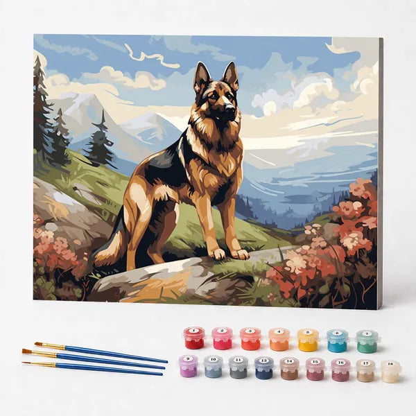 German Shepherd in the Mountains - Paint by Numbers Kit