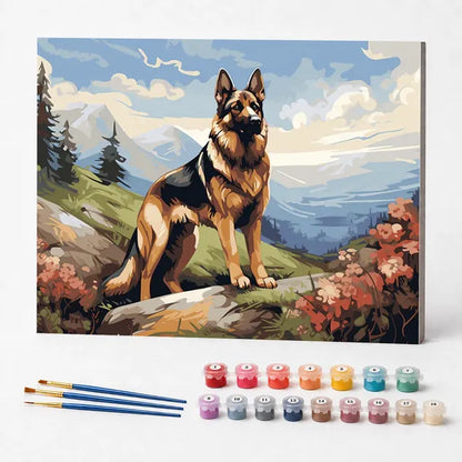 German Shepherd in the Mountains - Paint by Numbers Kit