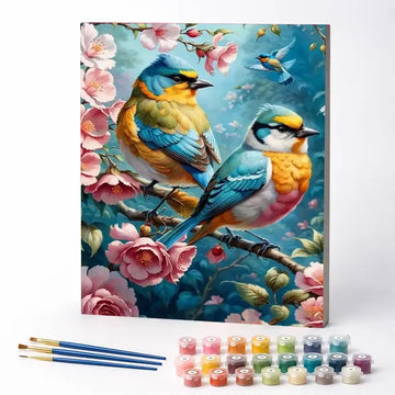 Paint by Numbers Kit – Lovebirds in Bloom