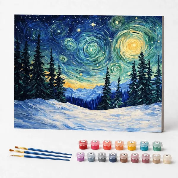 Paint by Numbers Kit – Starry Forest Sky