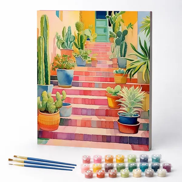 Paint by Numbers Kit – Stairway of Flowers