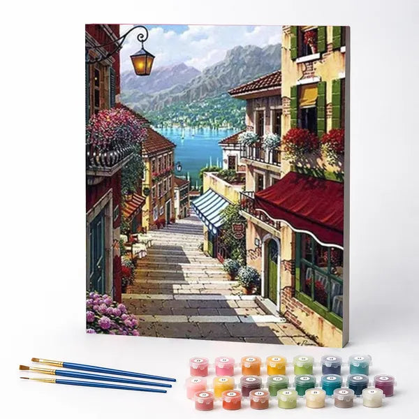 Paint by Numbers Kit – Village Stairway