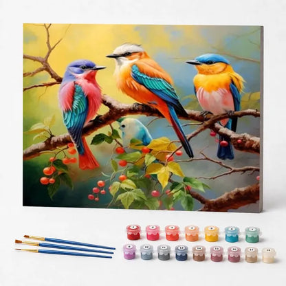 Colorful Bird Family - Paint by Numbers Kit