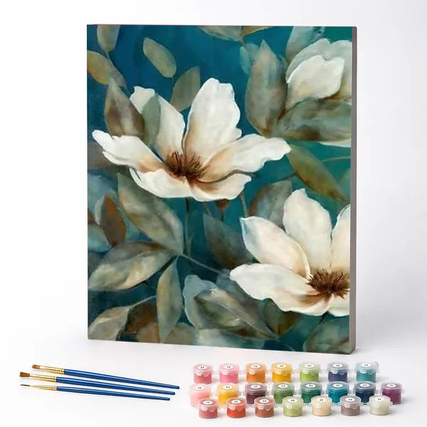 Paint by Numbers Kit – White Blossoms