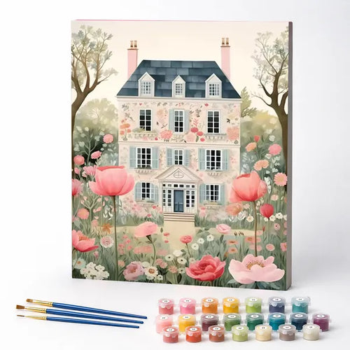 Three-Story House in Bloom - Paint by Numbers Kit