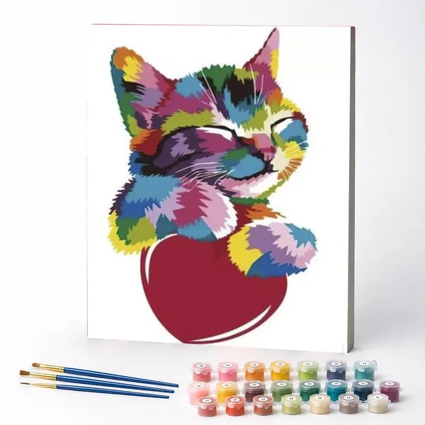 Cuddly Colorful Kitten - Paint by Numbers Kit