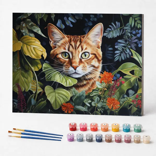 Paint by Numbers Kit – Kitten Hiding Among the Plants