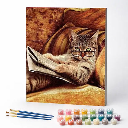 Bookish Cat - Paint by Numbers Kit