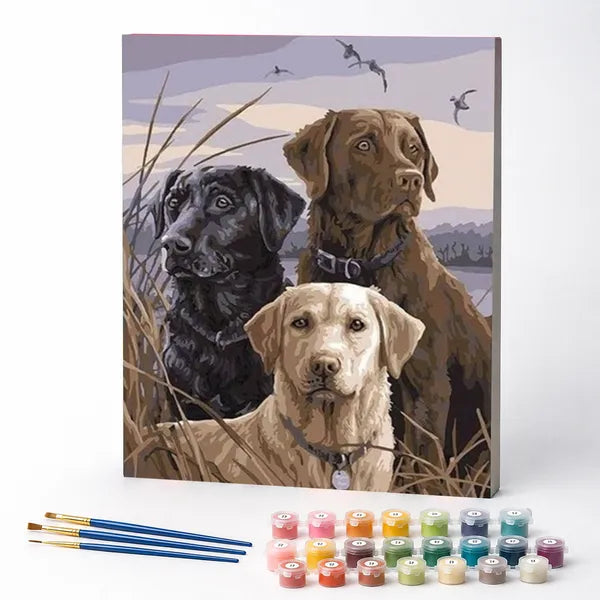 Paint by Numbers Kit – Labrador Trio