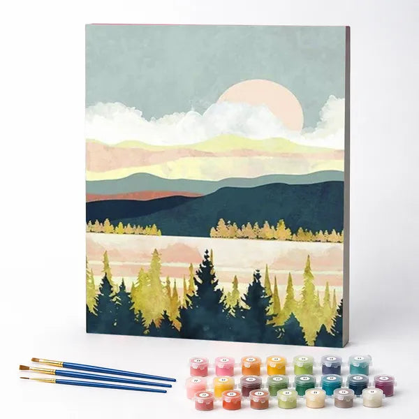Paint by Numbers Kit – Mountains Beneath a Blue Sky