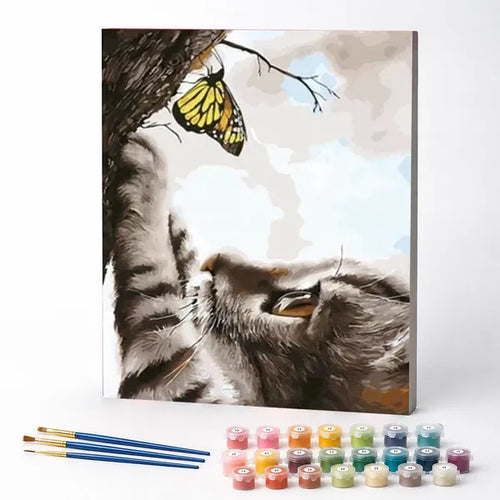 The Cat and the Butterfly - Paint by Numbers Kit