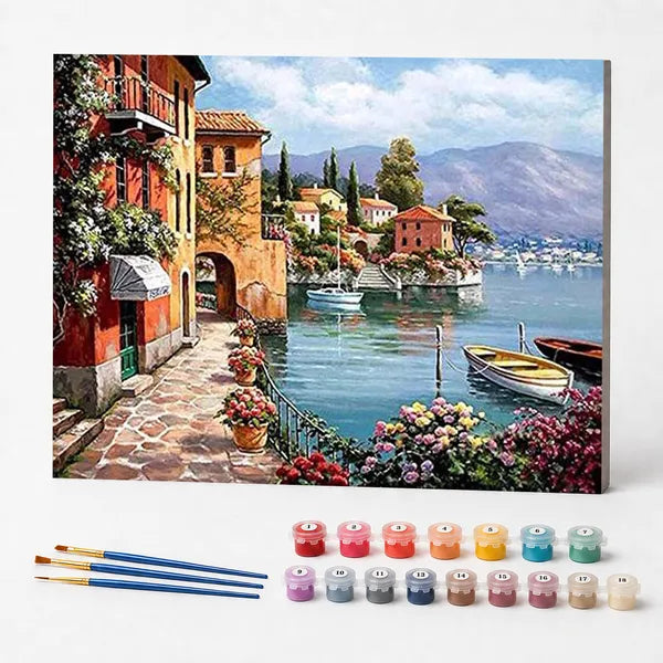 Paint by Numbers Kit – Vintage Lakeside Village