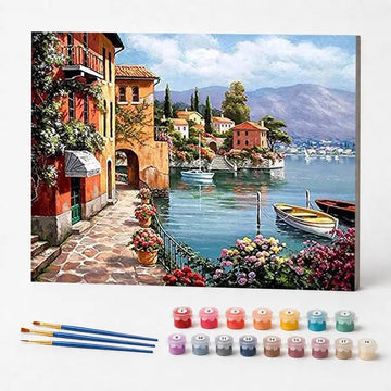 Paint by Numbers Kit – Vintage Lakeside Village