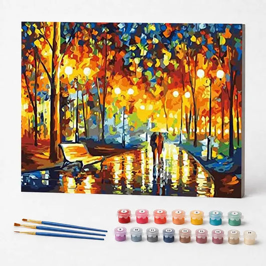 Illuminated Town Square - Paint by Numbers Kit