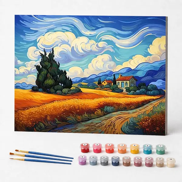 Van Gogh-Inspired Wheat Field - Paint by Numbers Kit