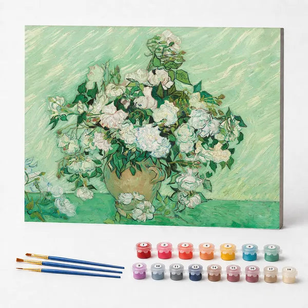 Paint by Numbers Kit – Vase with Pink Roses, Van Gogh