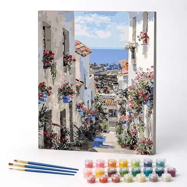 Blooming Coastal Village - Paint by Numbers Kit