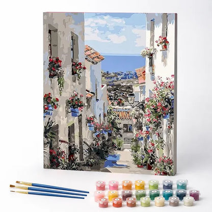 Blooming Coastal Village - Paint by Numbers Kit